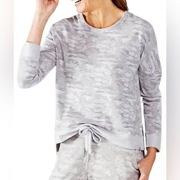 TASC Light Grey Camouflage Riverwalk French Terry Casual Long Sleeve Sweatshirt - Picture 1 of 12